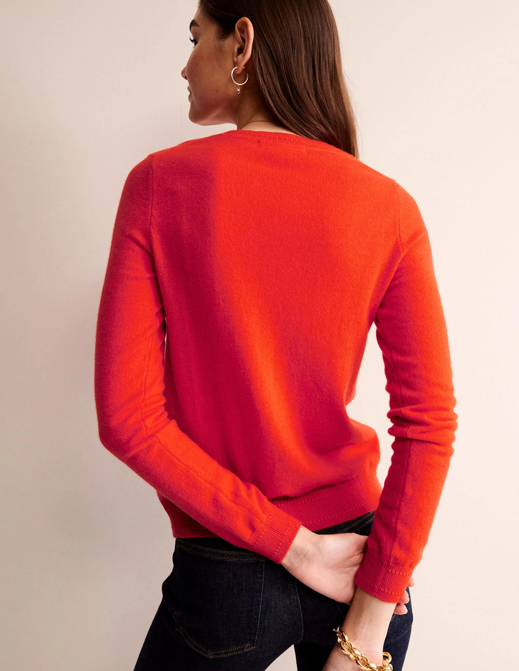 Eva Cashmere Crew Neck Jumper-Firecracker Red