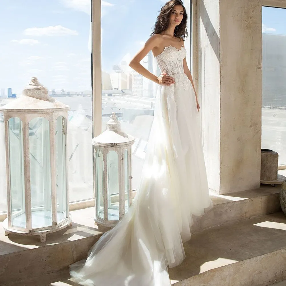 Exquisite Sweetheart Neckline Lace Wedding Dress with Wrap Vestido de Novia New Corset Bridal Gown