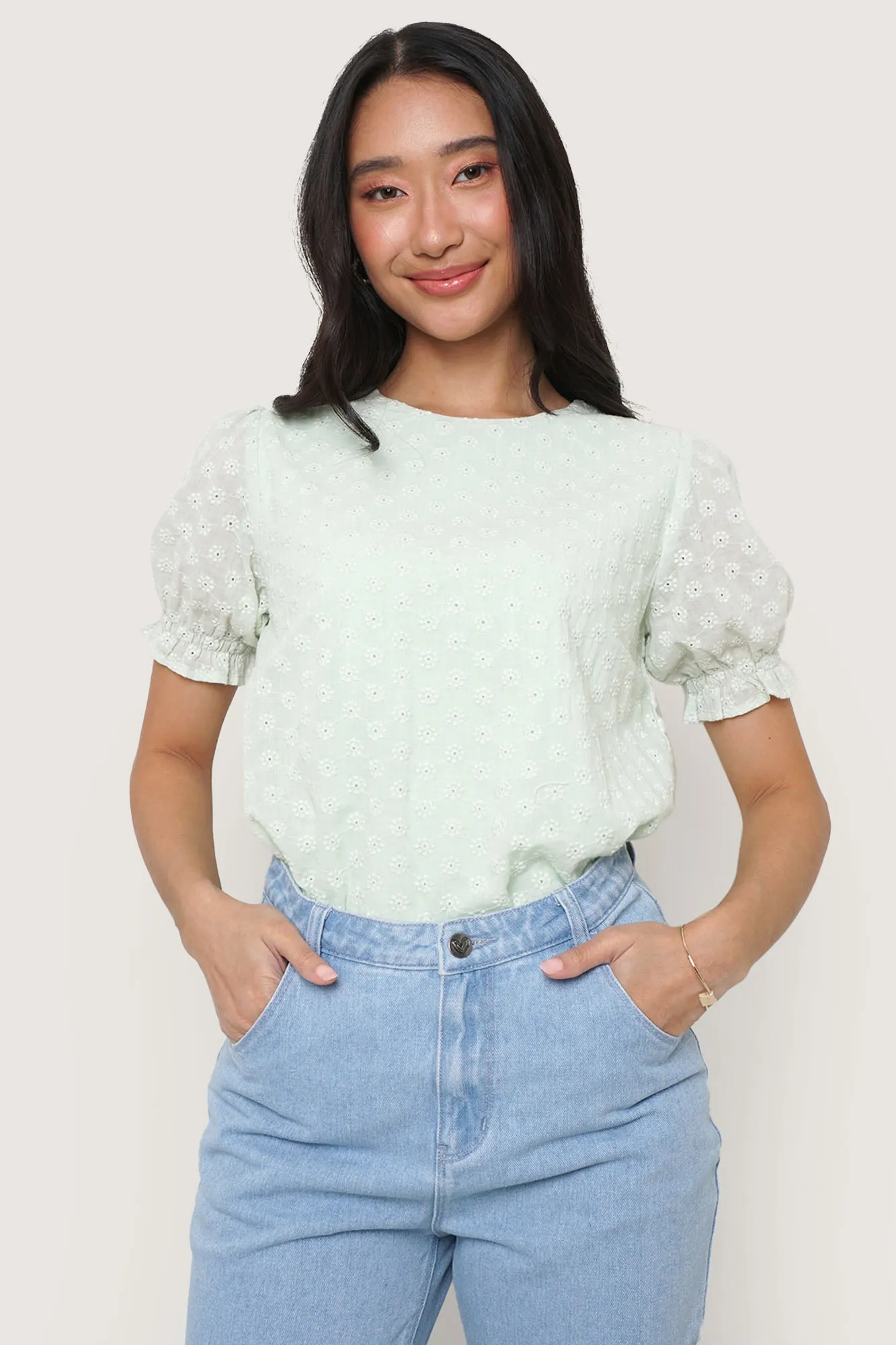 Eyelet Puff Sleeve Top