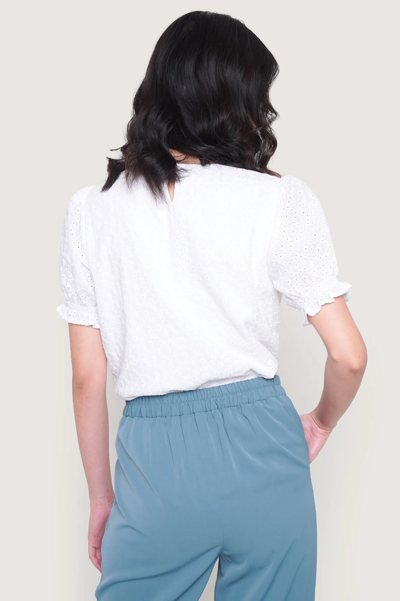 Eyelet Puff Sleeve Top