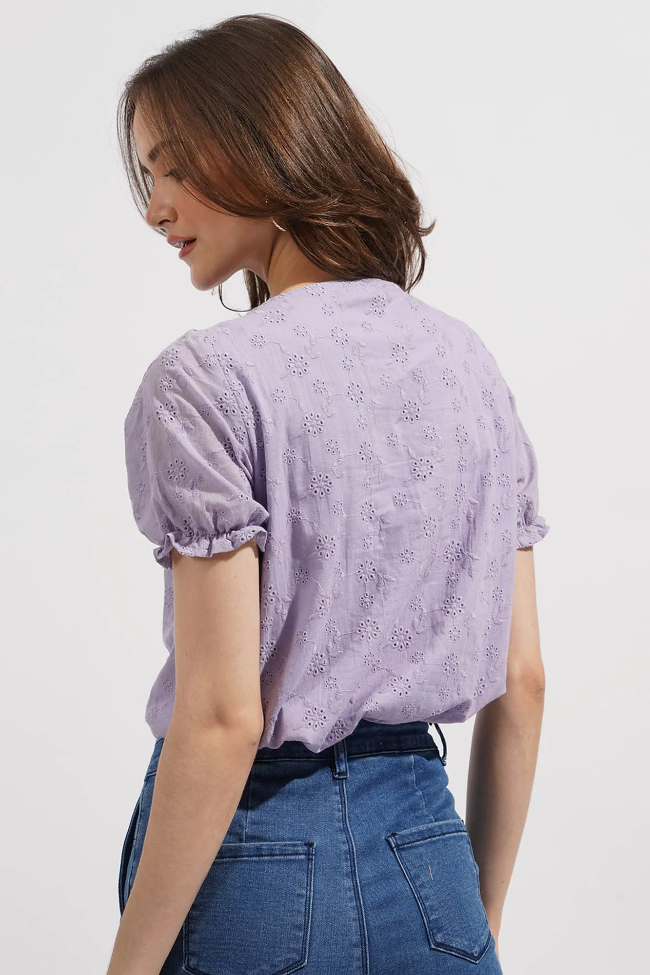 Eyelet Puff Sleeve Top