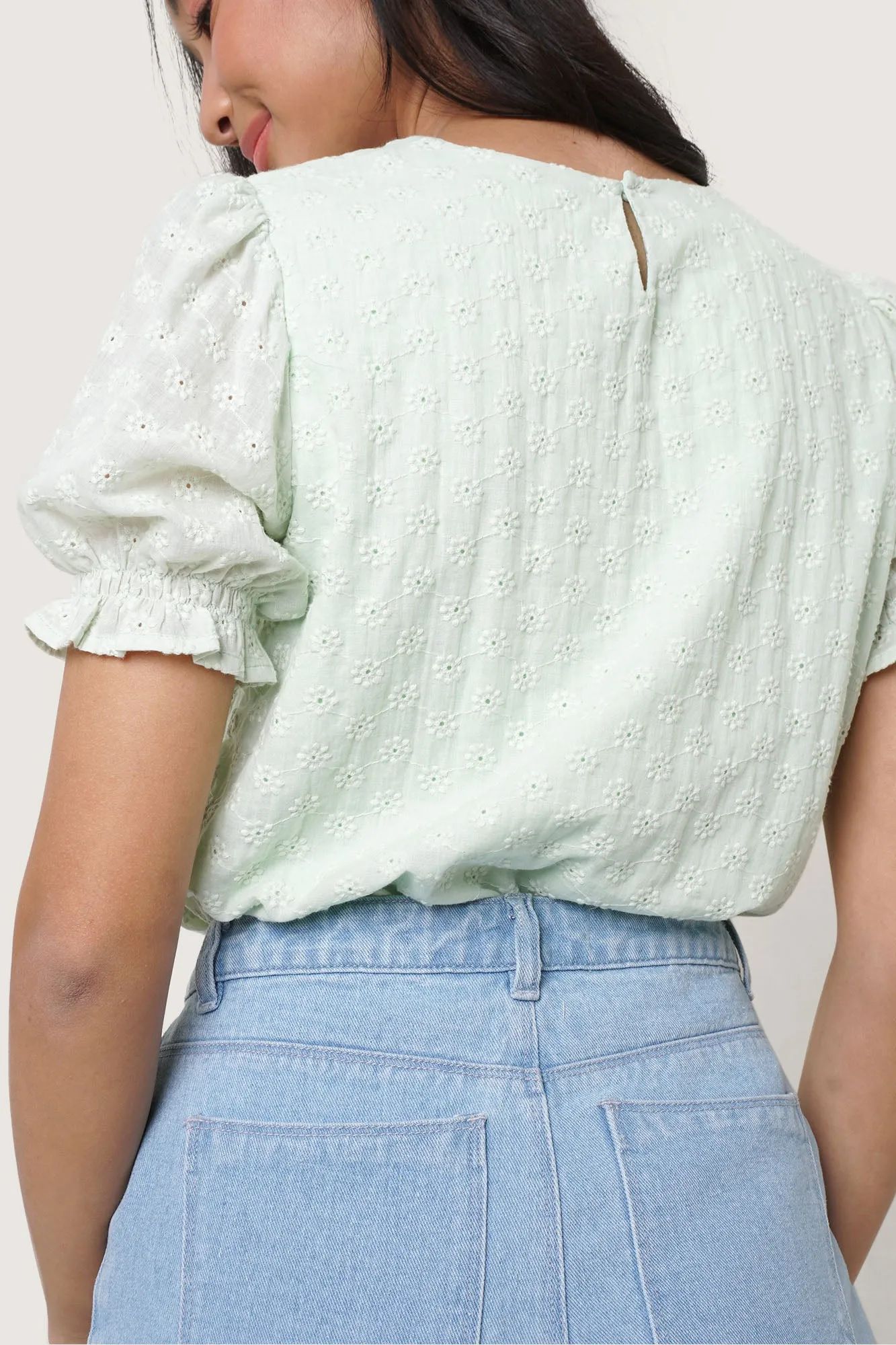 Eyelet Puff Sleeve Top