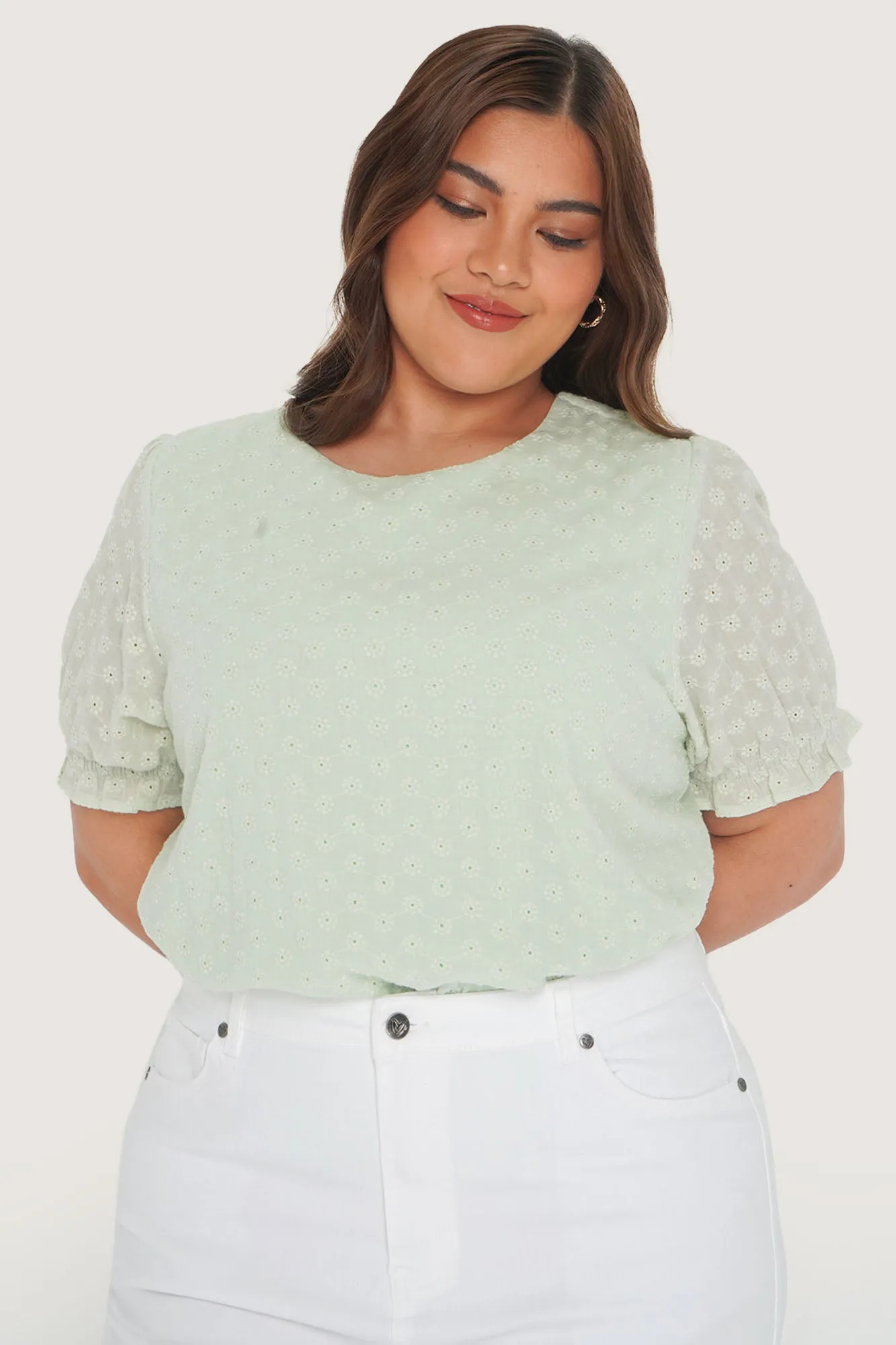 Eyelet Puff Sleeve Top