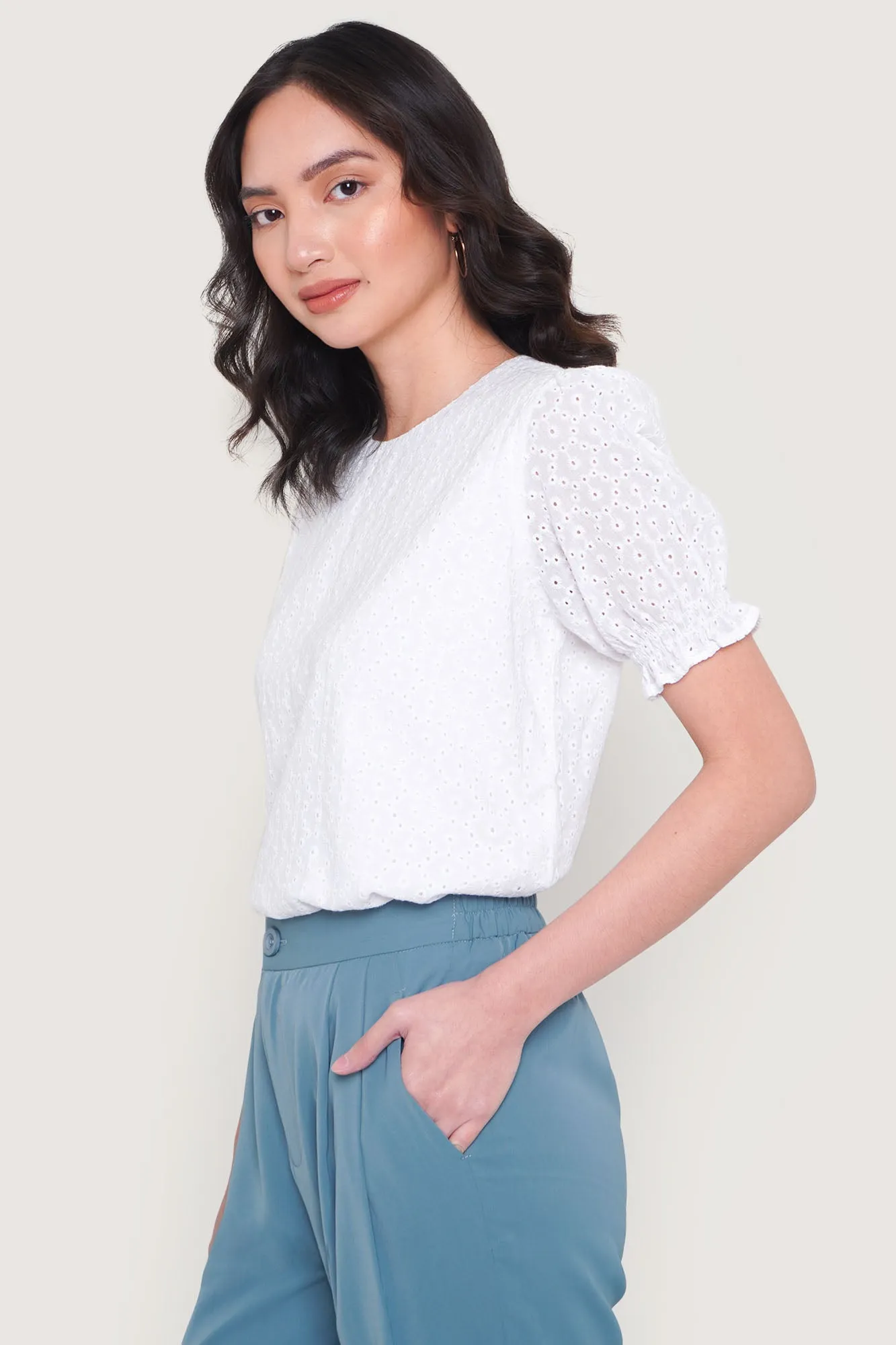 Eyelet Puff Sleeve Top