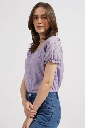 Eyelet Puff Sleeve Top