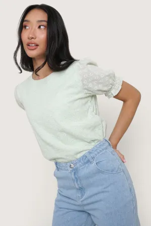 Eyelet Puff Sleeve Top