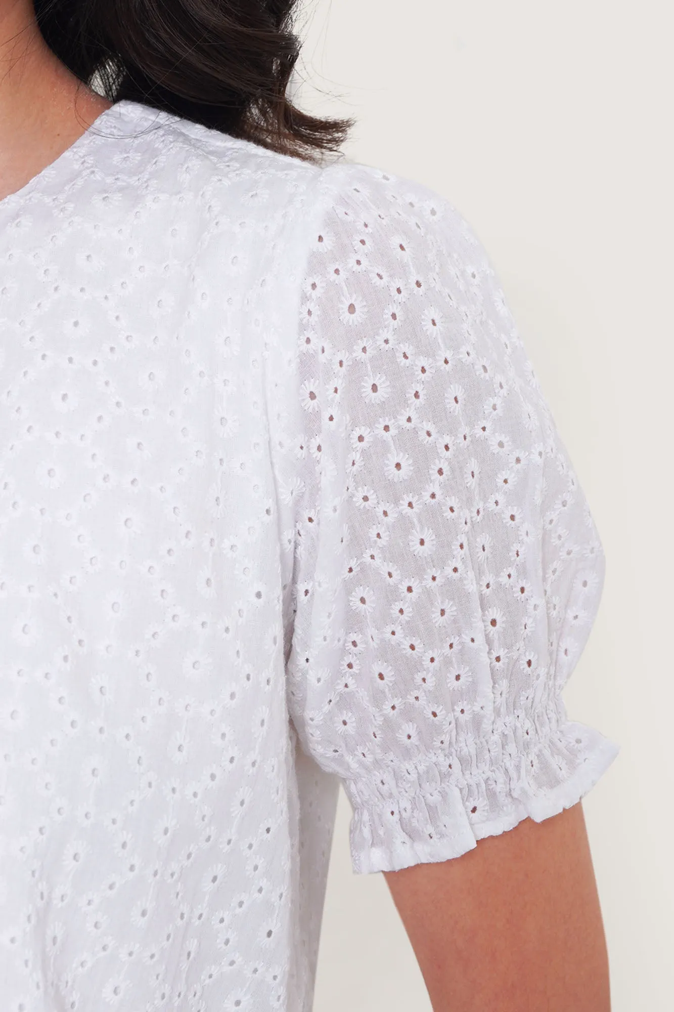 Eyelet Puff Sleeve Top