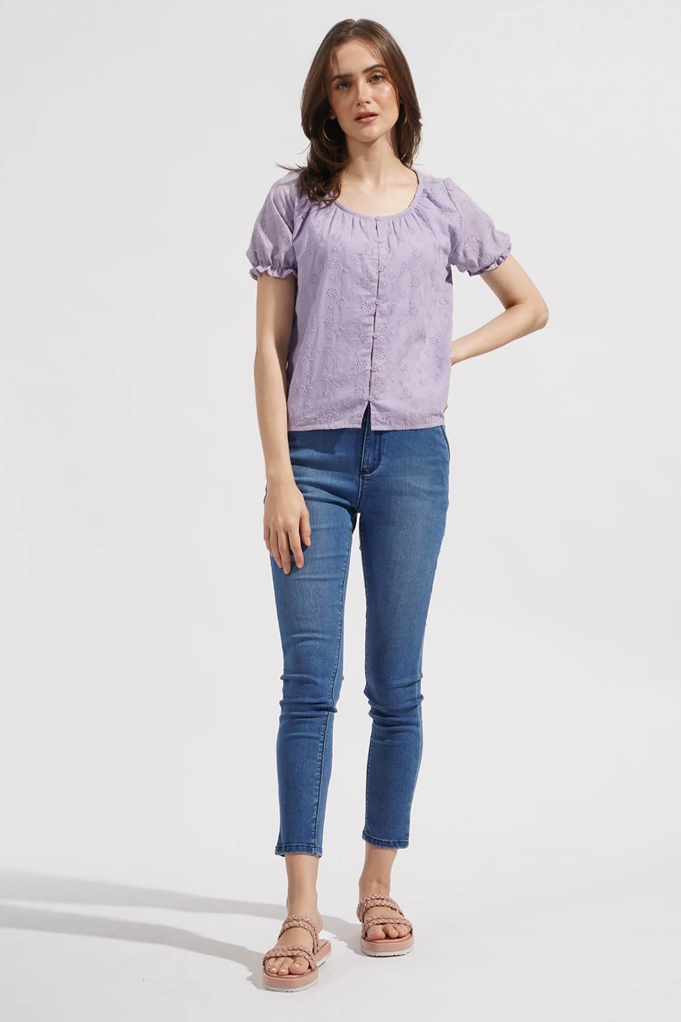 Eyelet Puff Sleeve Top