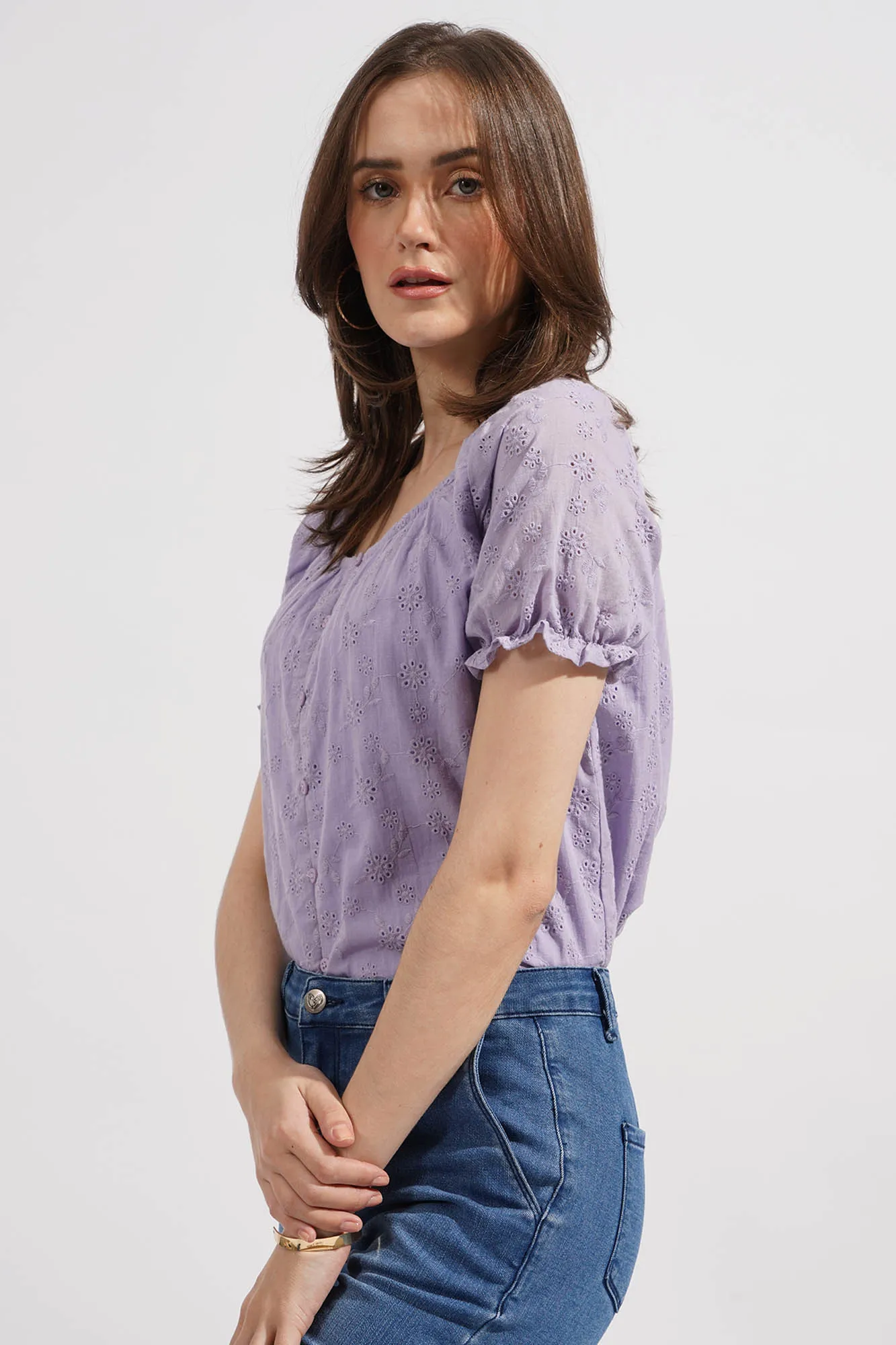 Eyelet Puff Sleeve Top