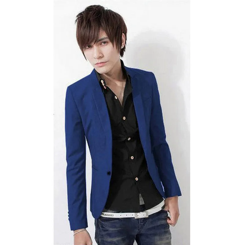 Fashion Party Mens slim fit cotton blazer Suit Jacket black blue beige plus size M-3XL Maleblazers Mens coat Wedding dress