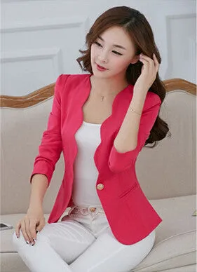 Fashion Spring autumn Women Suit Jacket Coat Solid color slim OL ladies work wear blazer