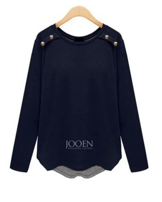 Fashion Women's T-shirt asymmetrical hem long-sleeved
