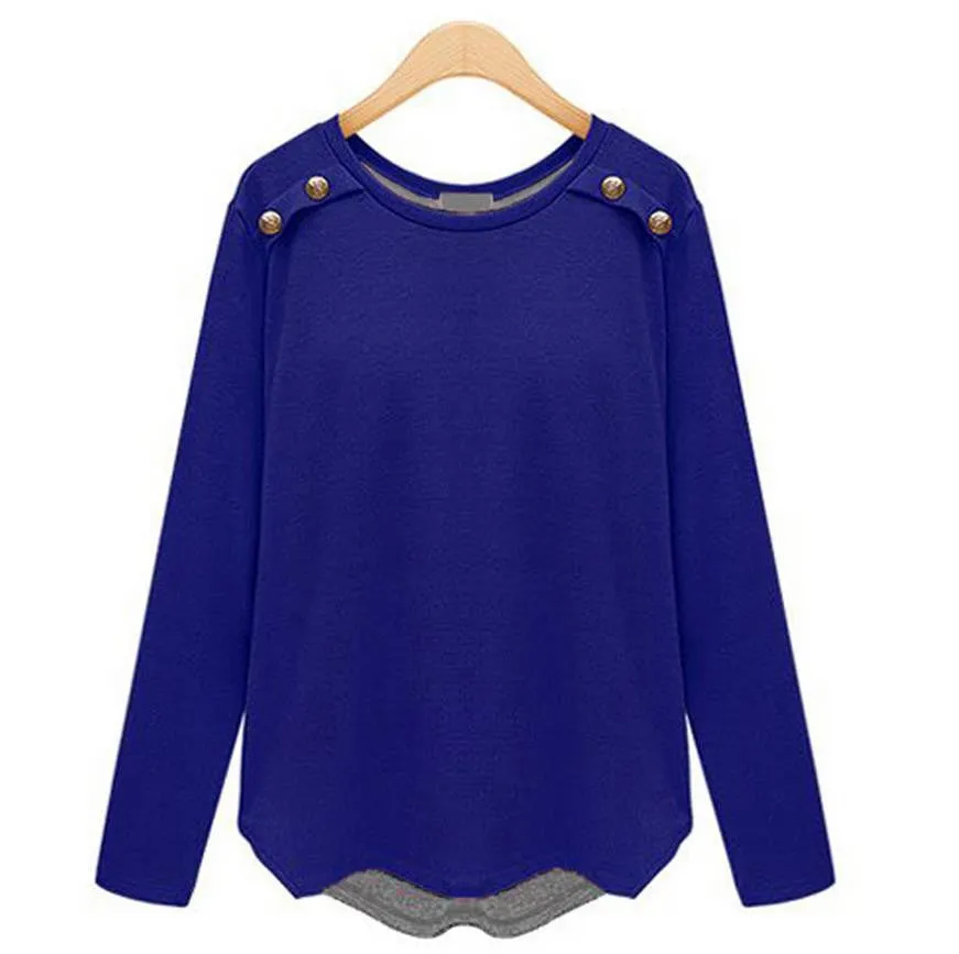 Fashion Women's T-shirt asymmetrical hem long-sleeved