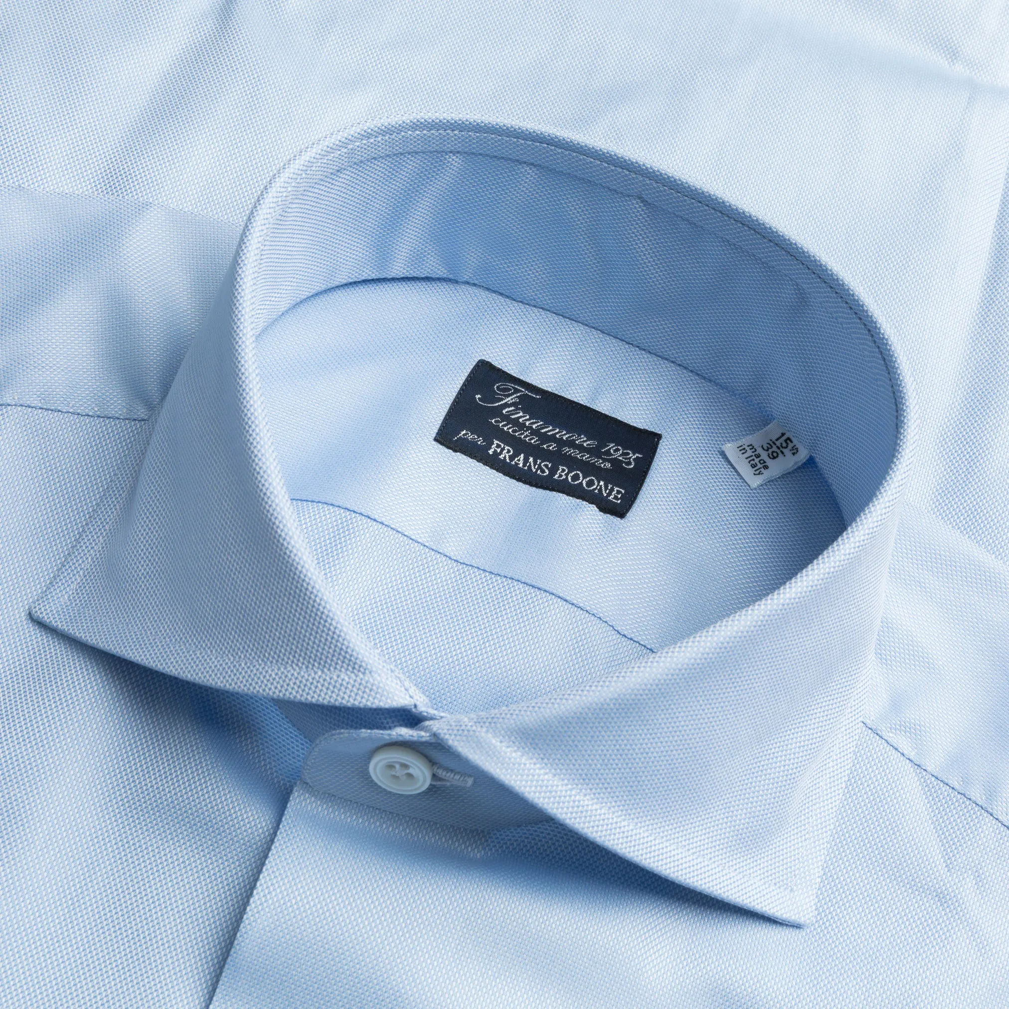 Finamore Napoli Shirt Eduardo Collar Alumo Castello Oxford Light Blue
