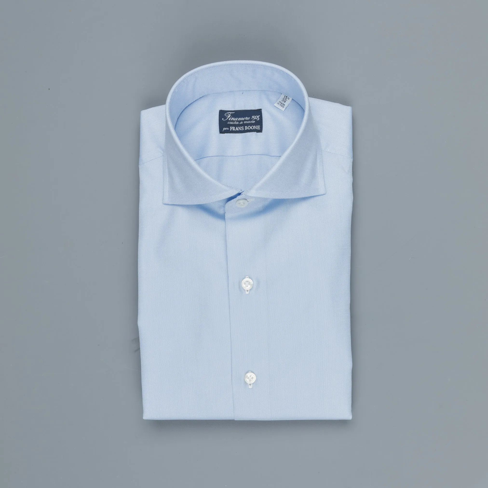 Finamore Napoli Shirt Eduardo Collar Alumo Castello Oxford Light Blue