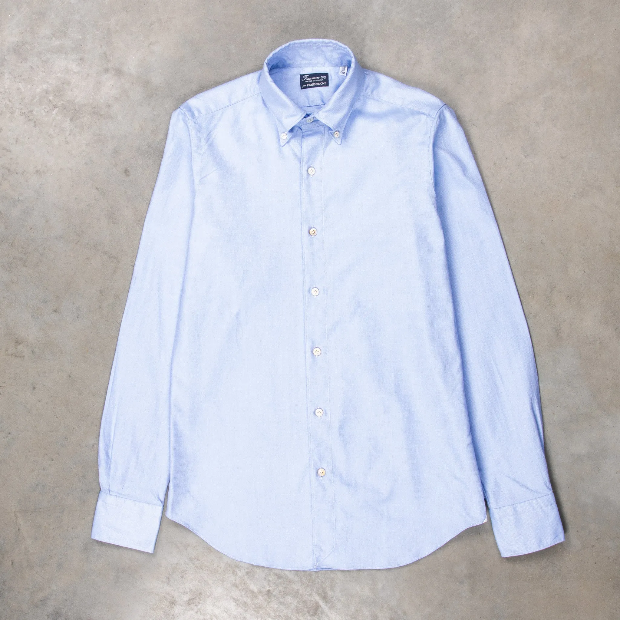 Finamore Tokyo shirt washed oxford button down Lucio collar in midblue