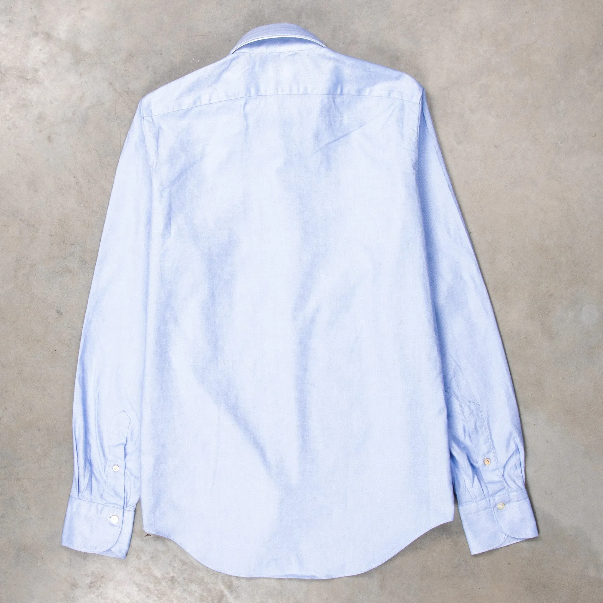 Finamore Tokyo shirt washed oxford button down Lucio collar in midblue