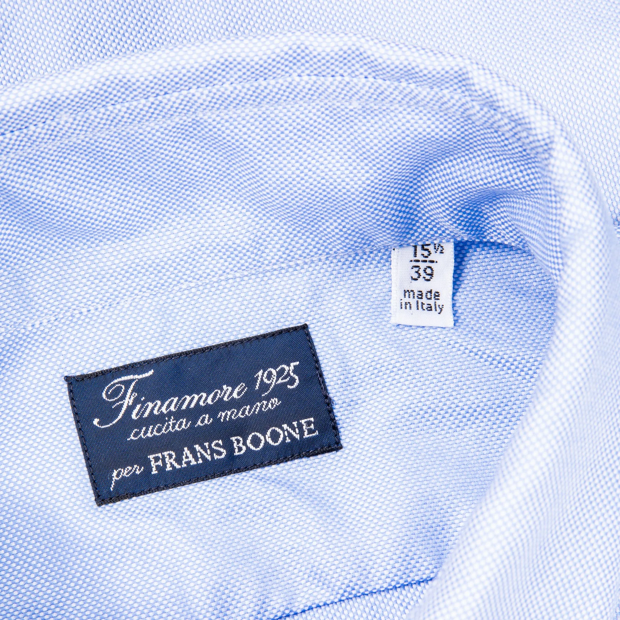 Finamore Tokyo shirt washed oxford button down Lucio collar in midblue