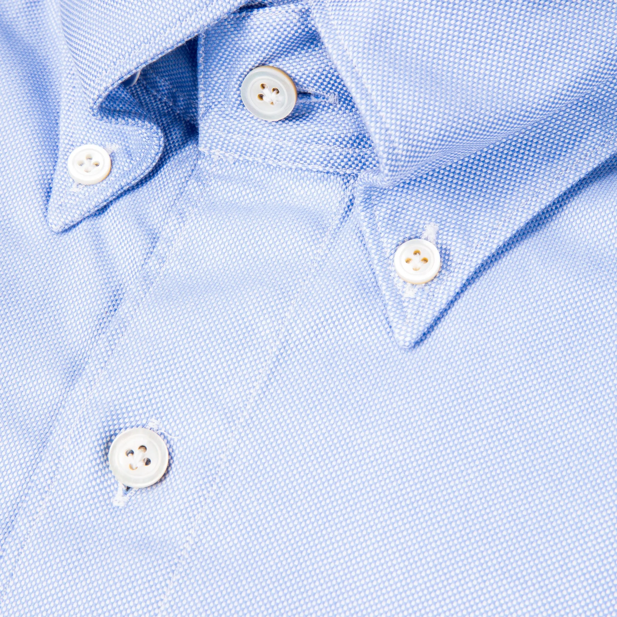 Finamore Tokyo shirt washed oxford button down Lucio collar in midblue