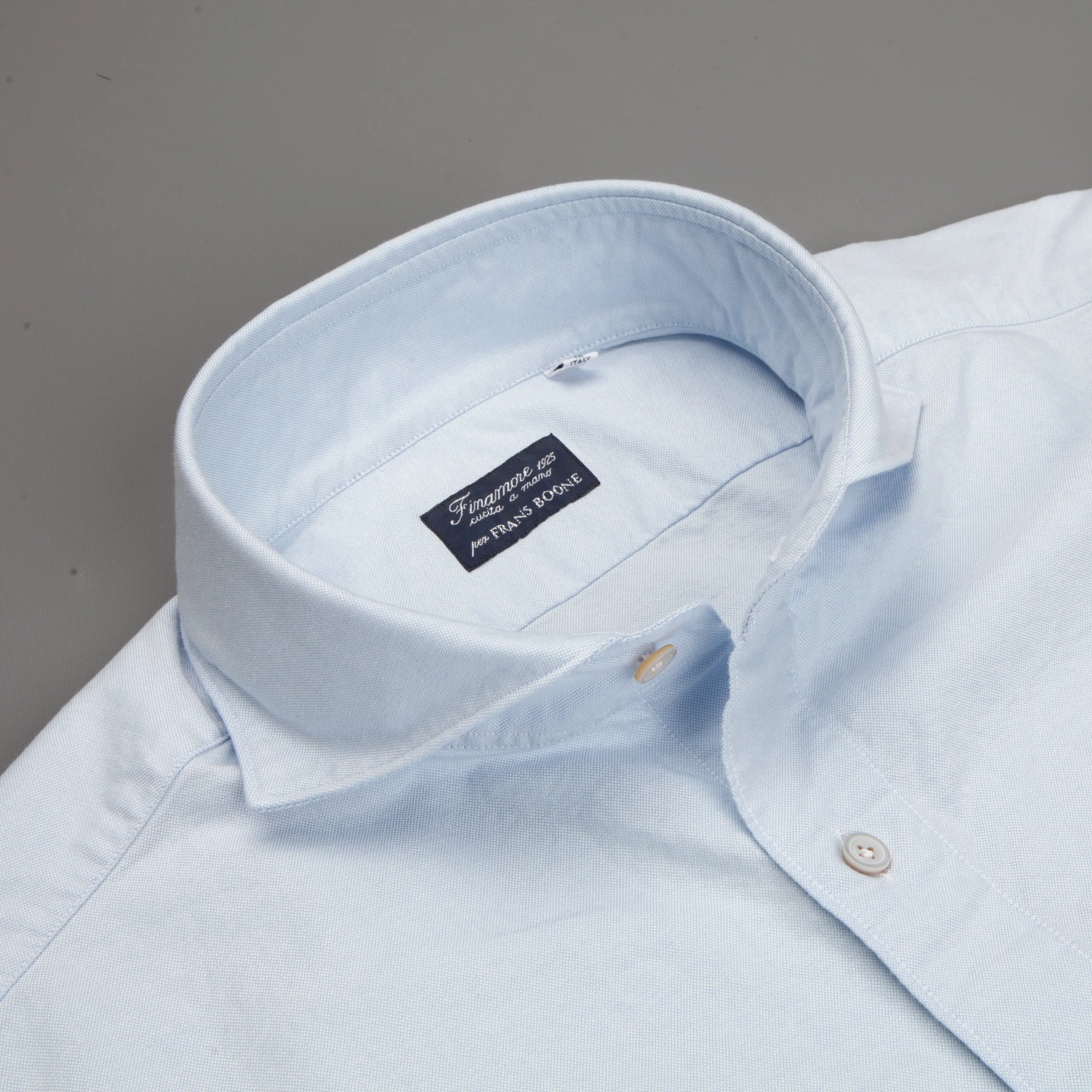 Finamore washed Gaeta shirt Sergio collar brushed oxford blue