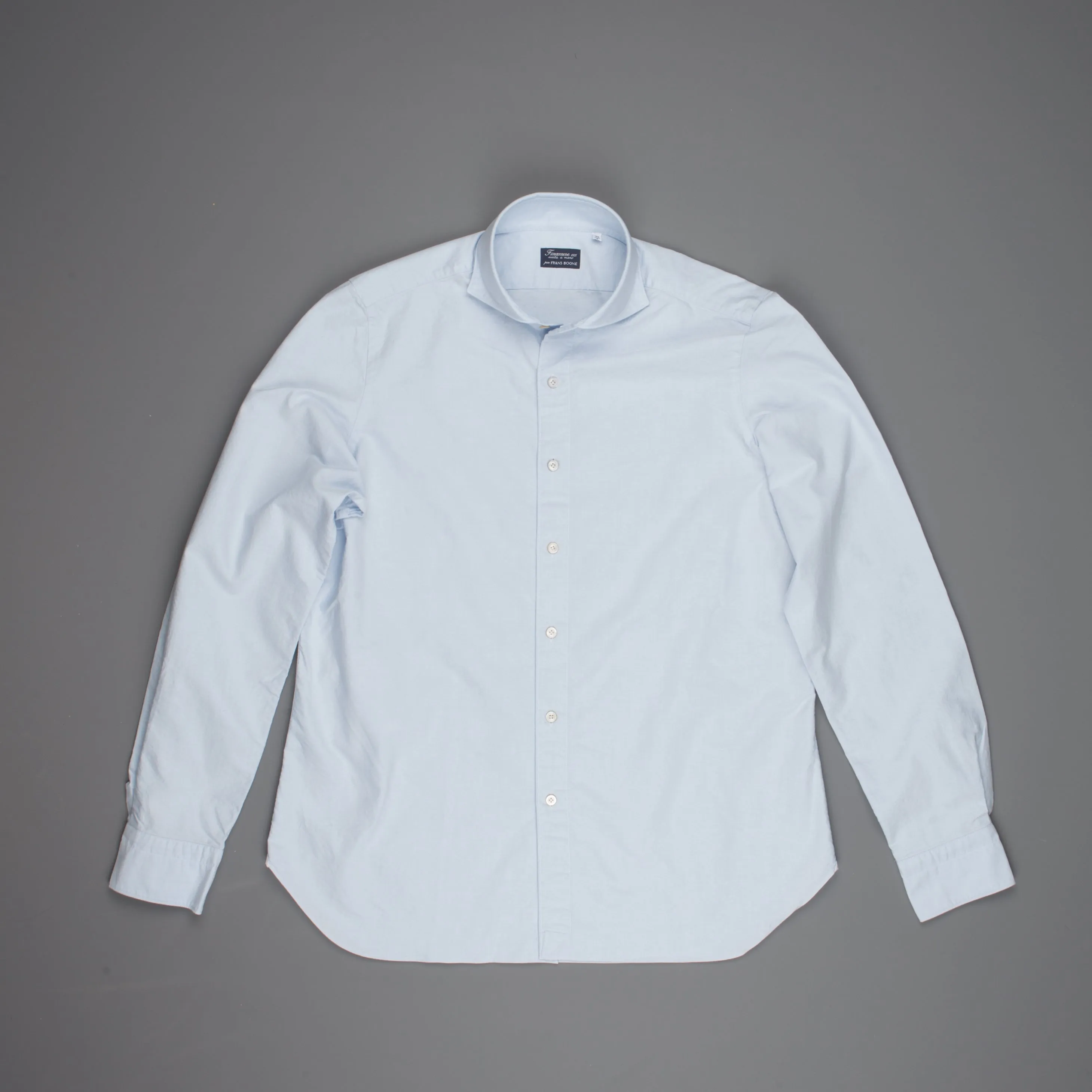 Finamore washed Gaeta shirt Sergio collar brushed oxford blue