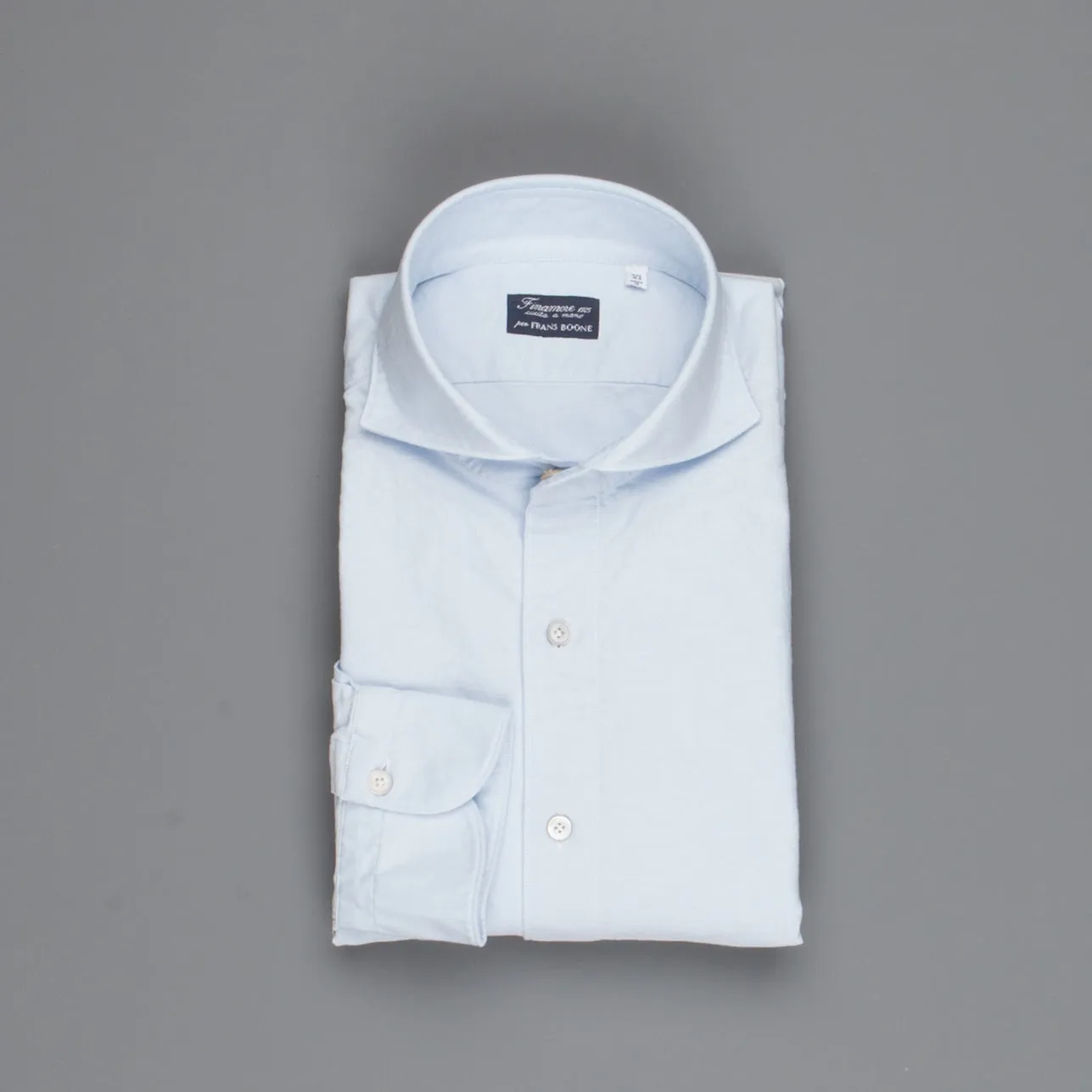 Finamore washed Gaeta shirt Sergio collar brushed oxford blue