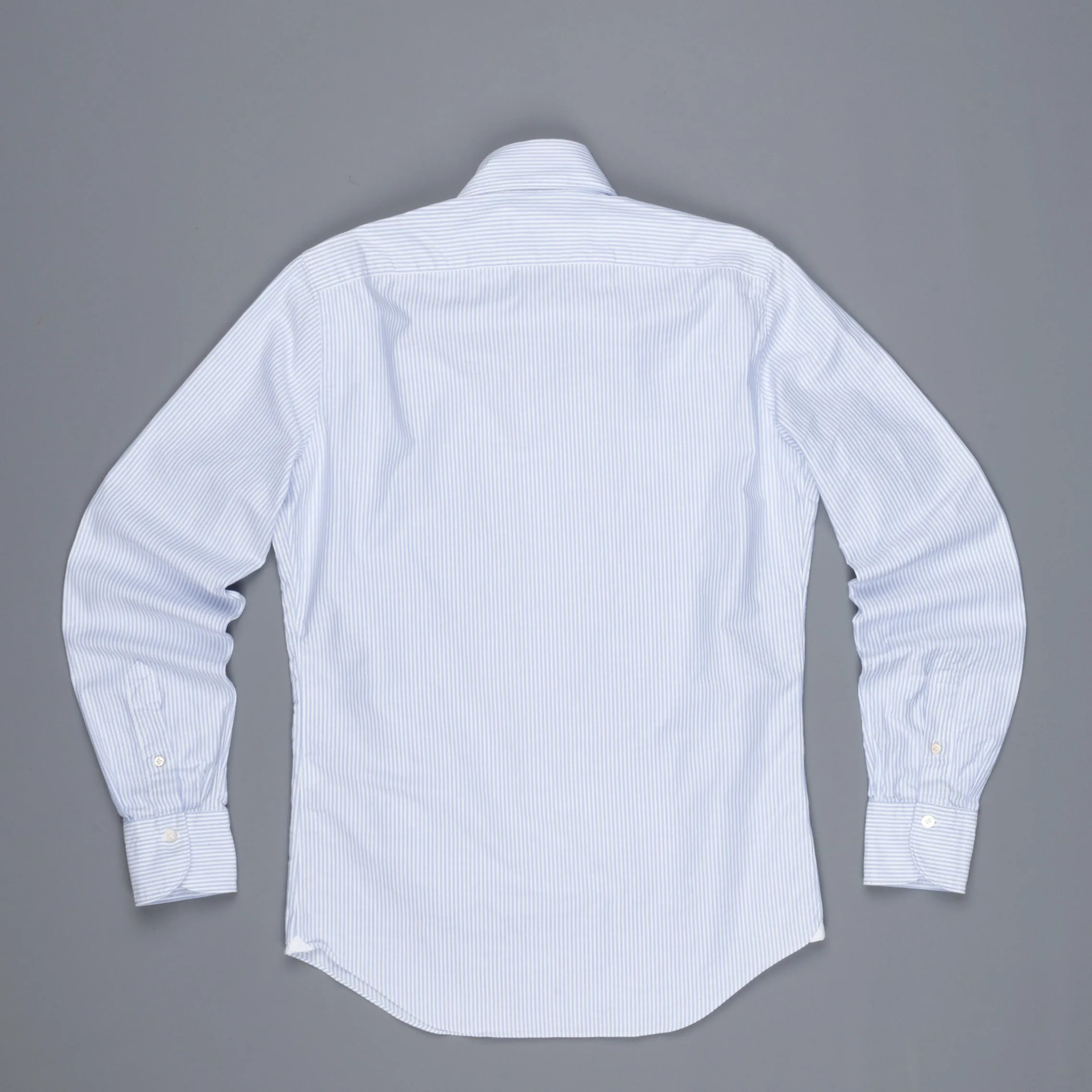 Finamore washed Tokyo shirt Sergio collar oxford Light Blue stripe