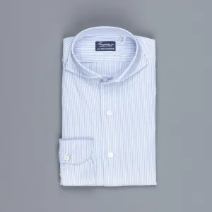Finamore washed Tokyo shirt Sergio collar oxford Light Blue stripe