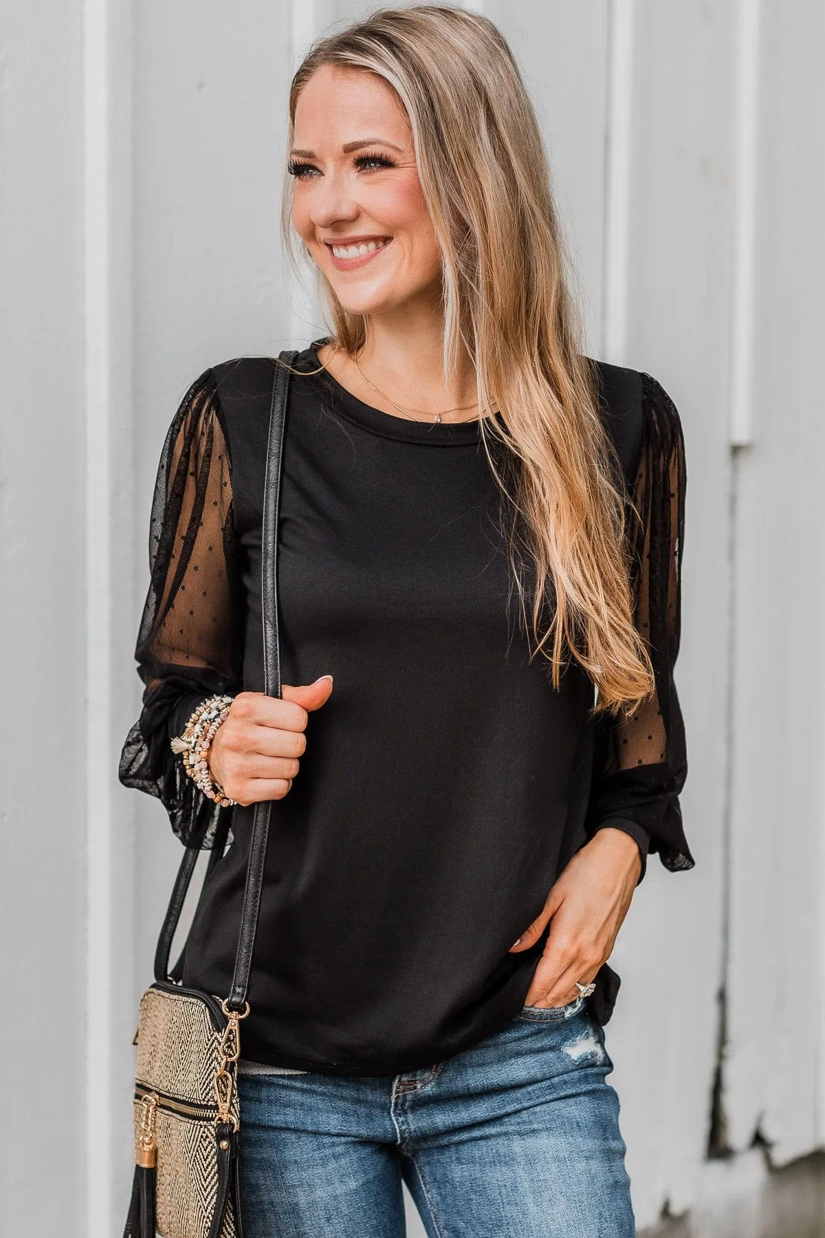 Finding Romance Puff Sleeve Top- Black