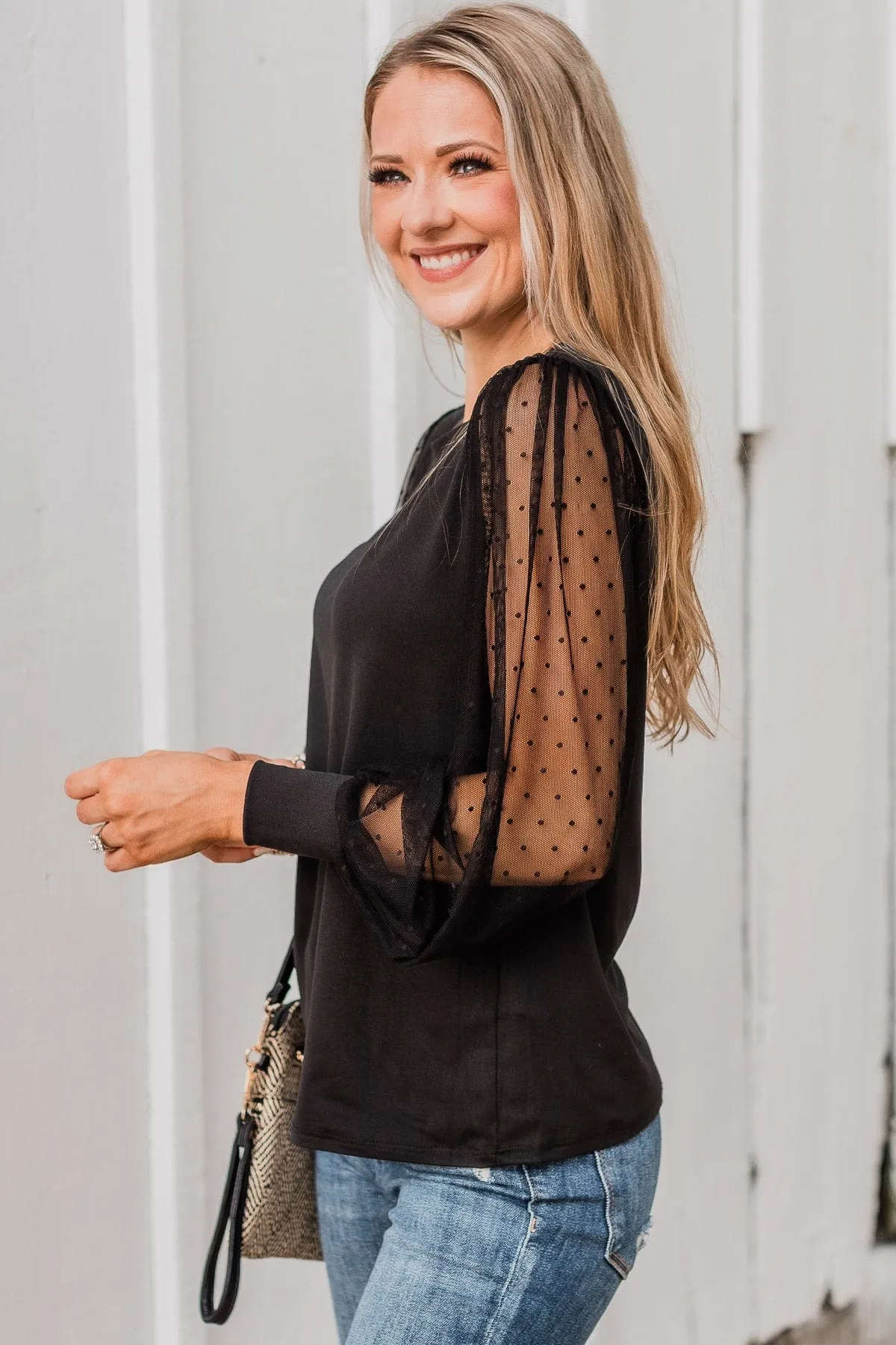Finding Romance Puff Sleeve Top- Black