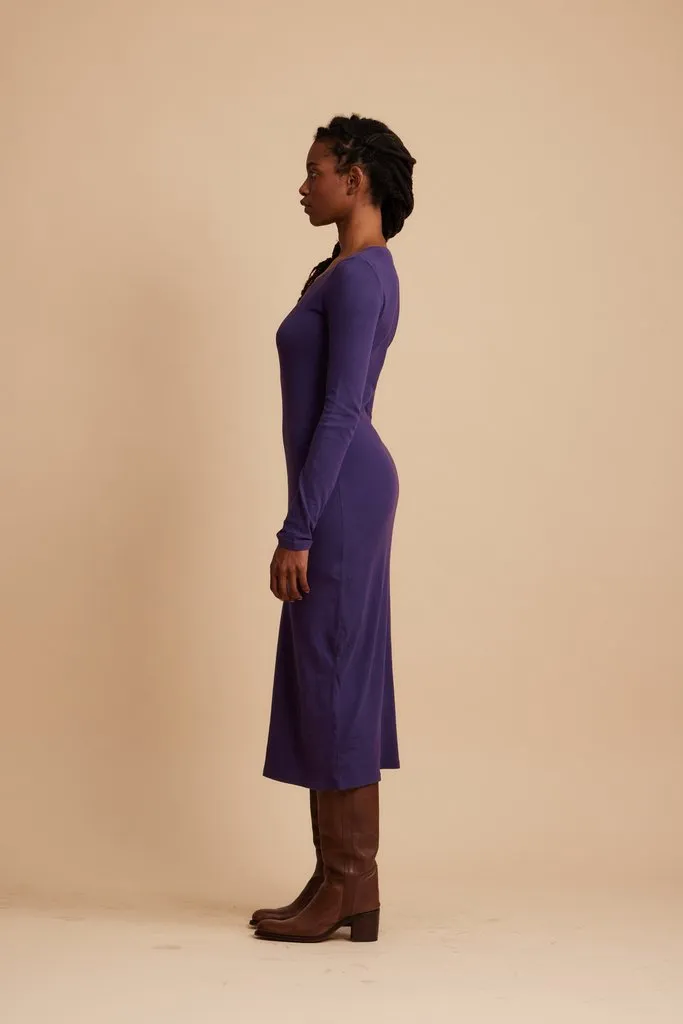 Fitted Long Sleeve Dress, Ultra Violet
