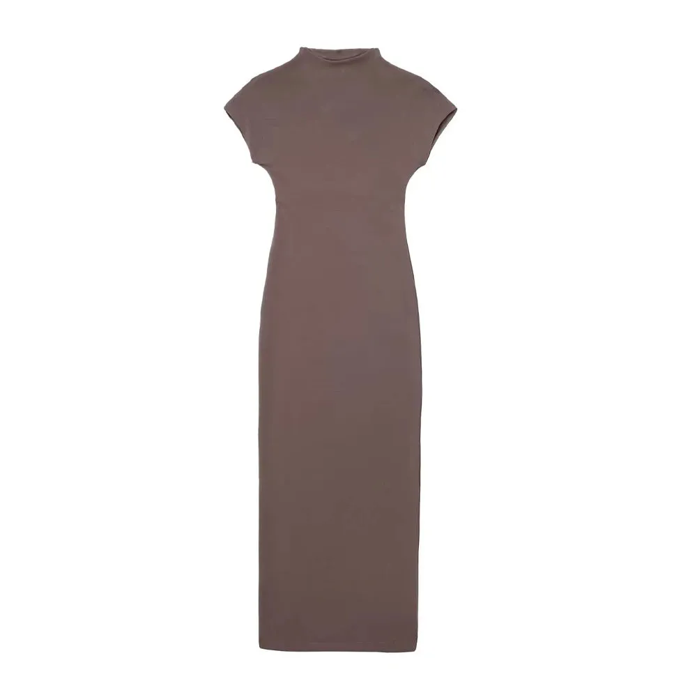 Fitted Short Sleeve Midi Dress