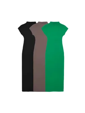Fitted Short Sleeve Midi Dress