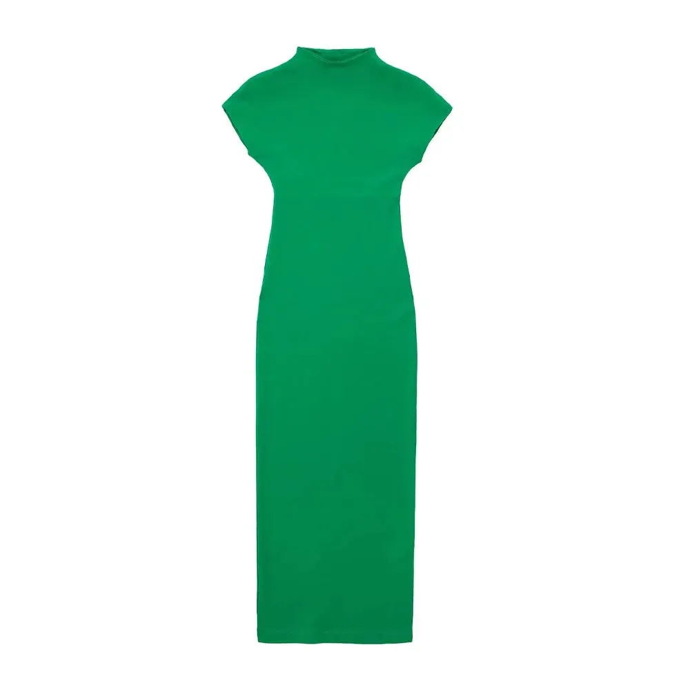 Fitted Short Sleeve Midi Dress