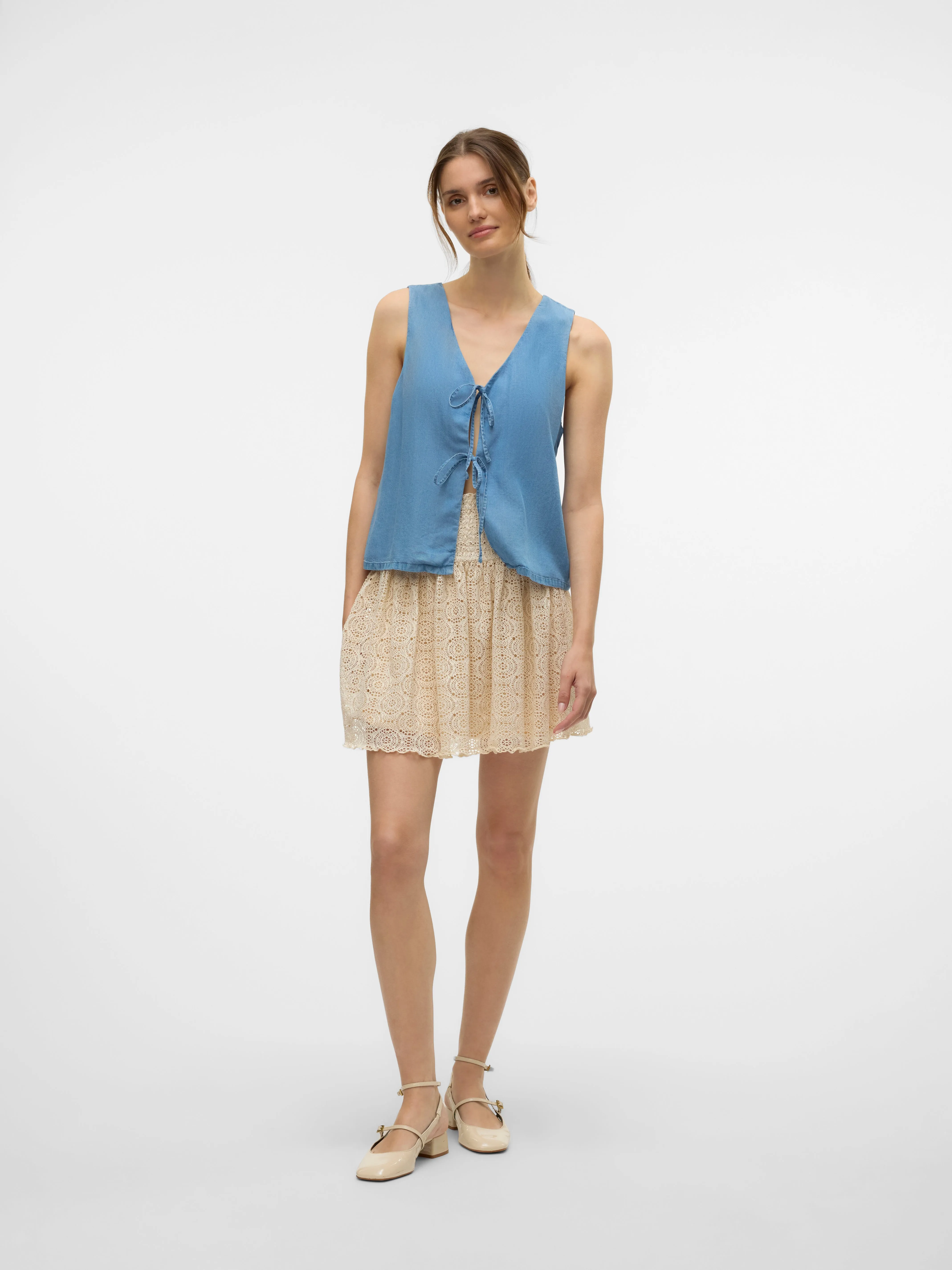 Fleur Tie Front Vest/Waistcoat