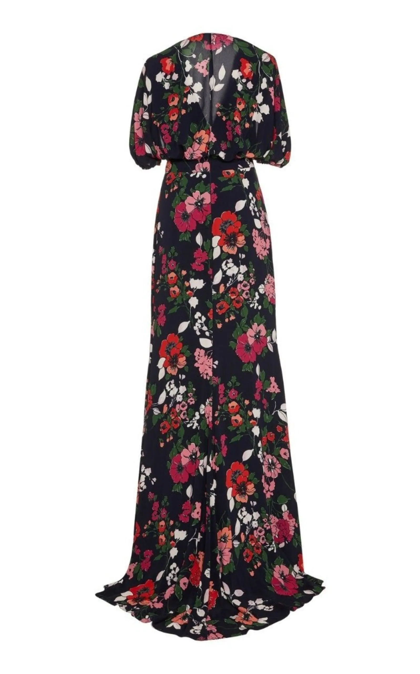 Floral Printed Georgette V-Neck Gown