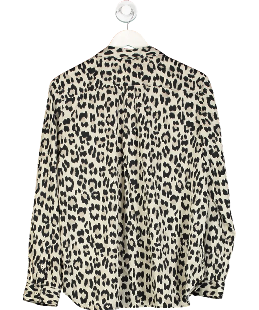 French Connection Beige Leopard Print Long Sleeve Shirt UK 14