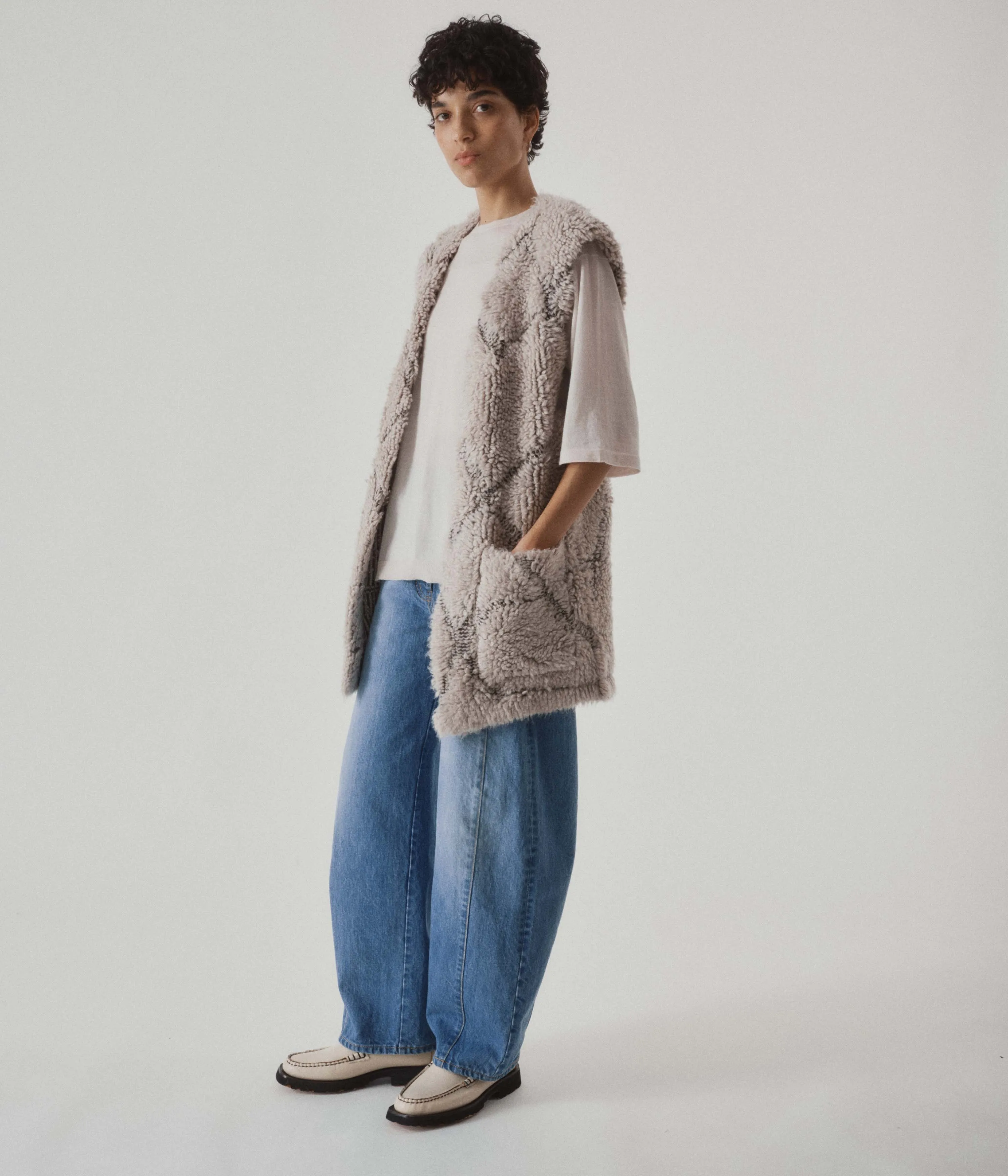 French Terry Vest in Taupe x Coffee