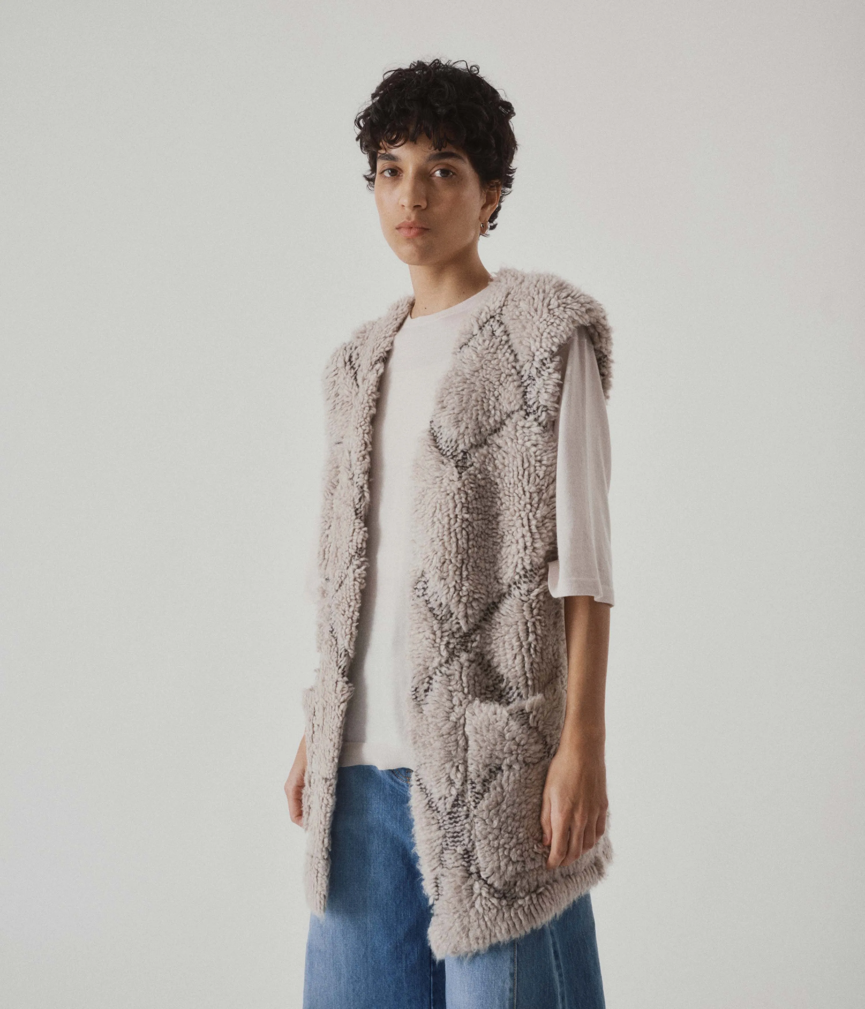 French Terry Vest in Taupe x Coffee