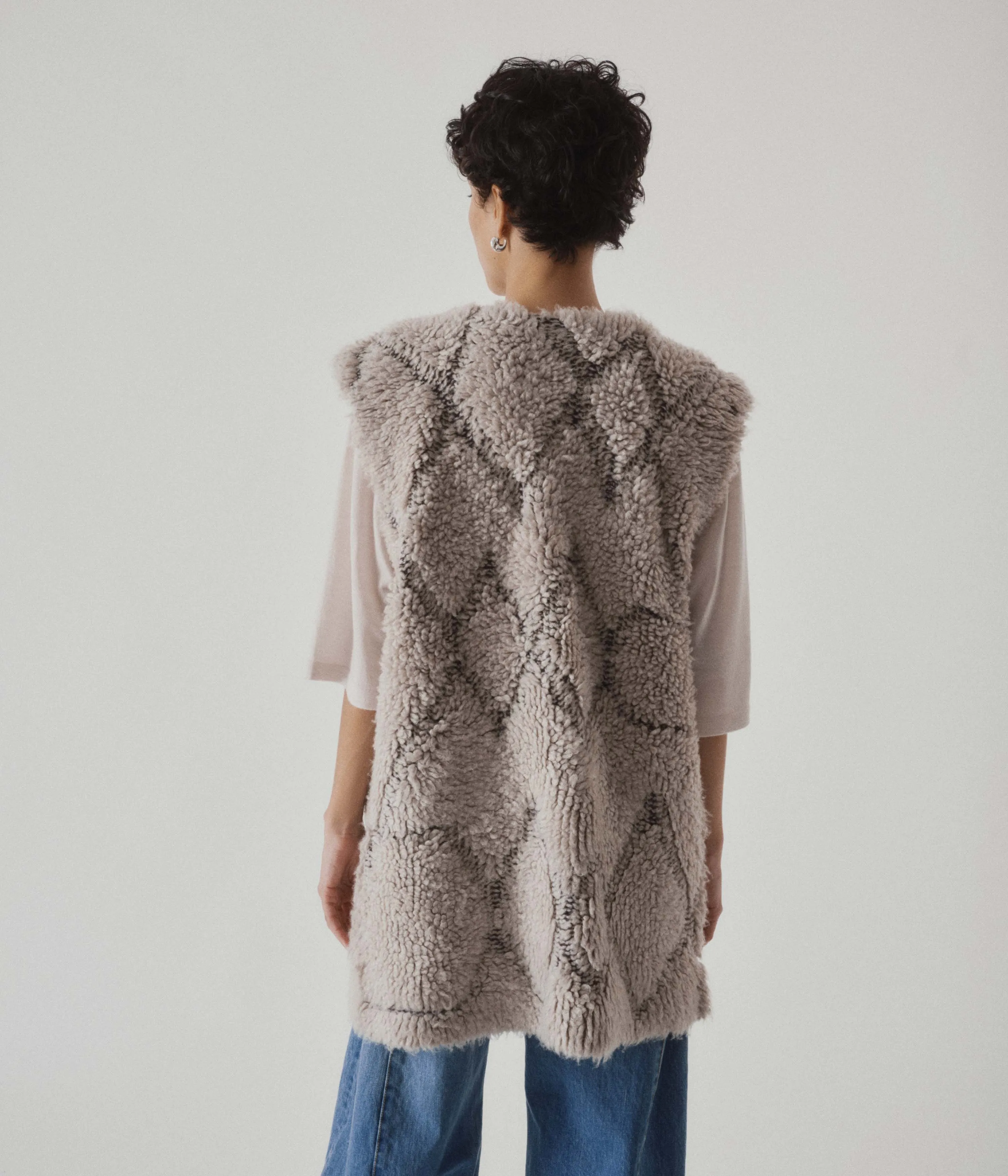 French Terry Vest in Taupe x Coffee