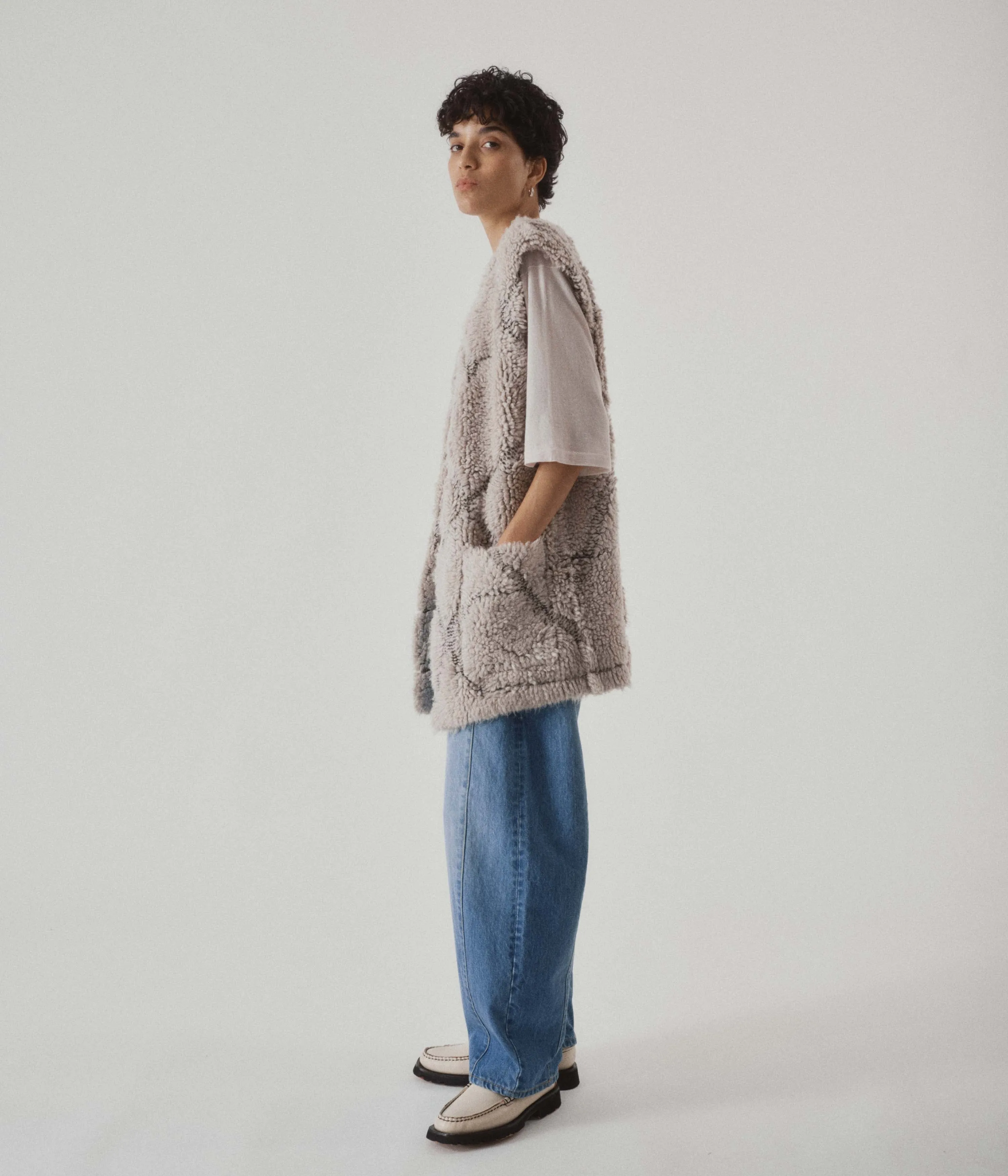 French Terry Vest in Taupe x Coffee