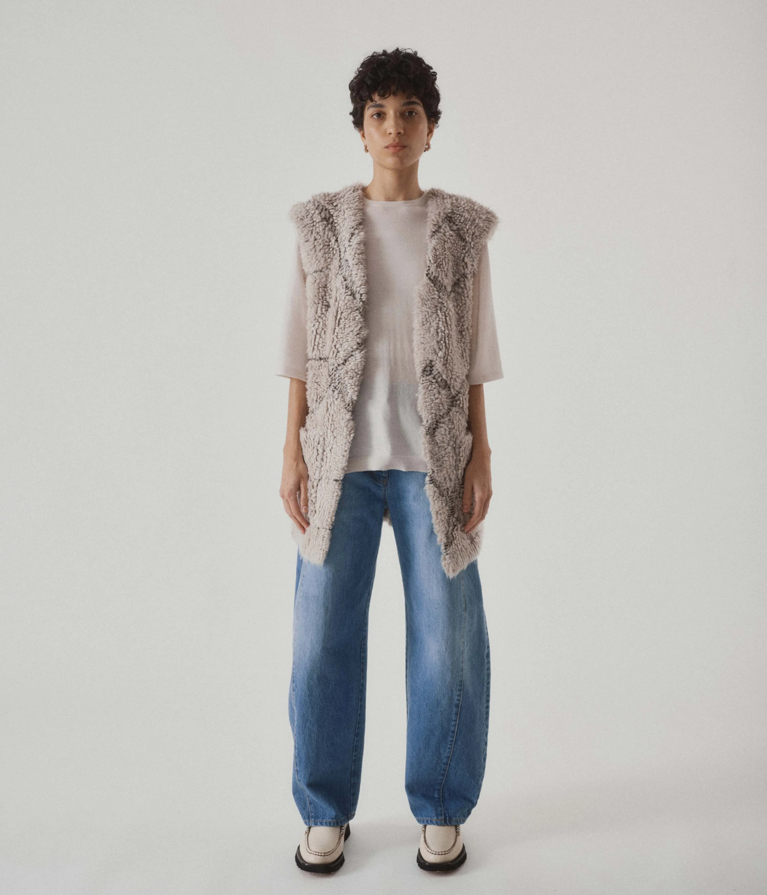 French Terry Vest in Taupe x Coffee