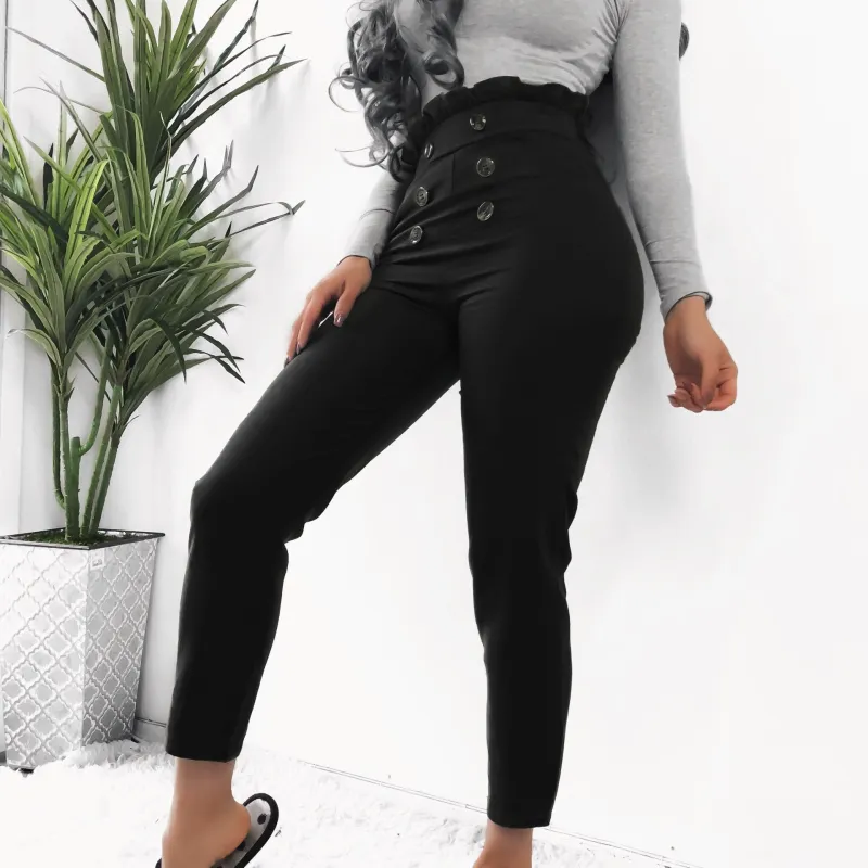 Freya High-Waisted Double-Breasted Tapered Pants