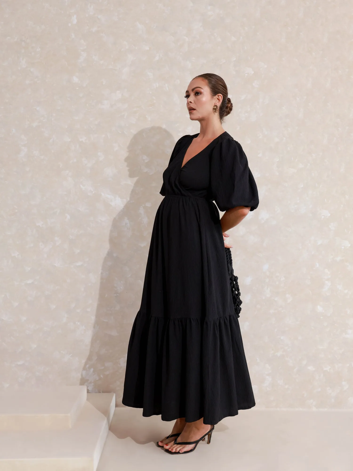 Front Mock Wrap Maxi Dress
