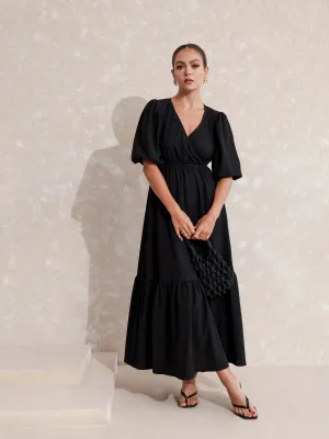 Front Mock Wrap Maxi Dress