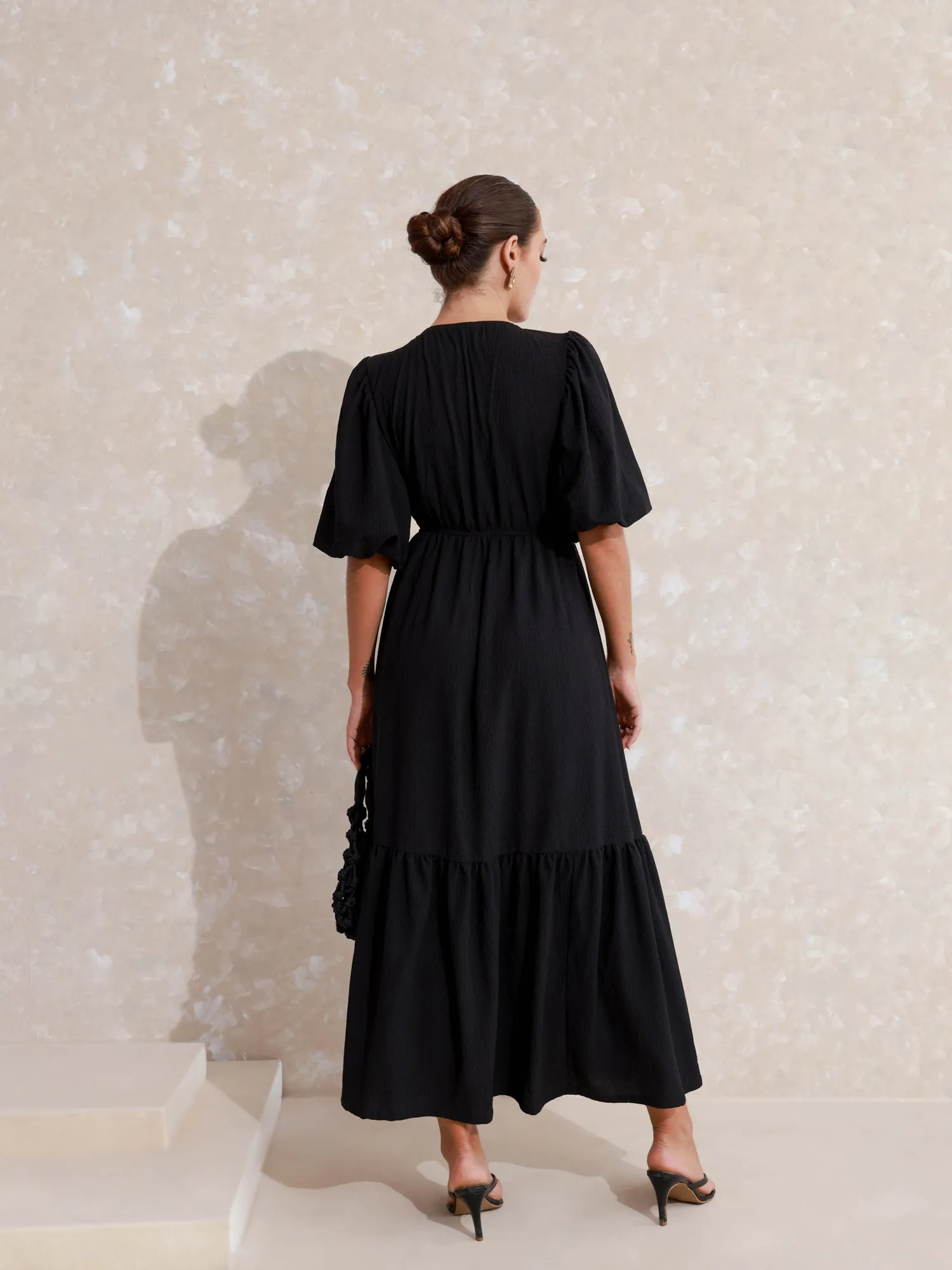Front Mock Wrap Maxi Dress