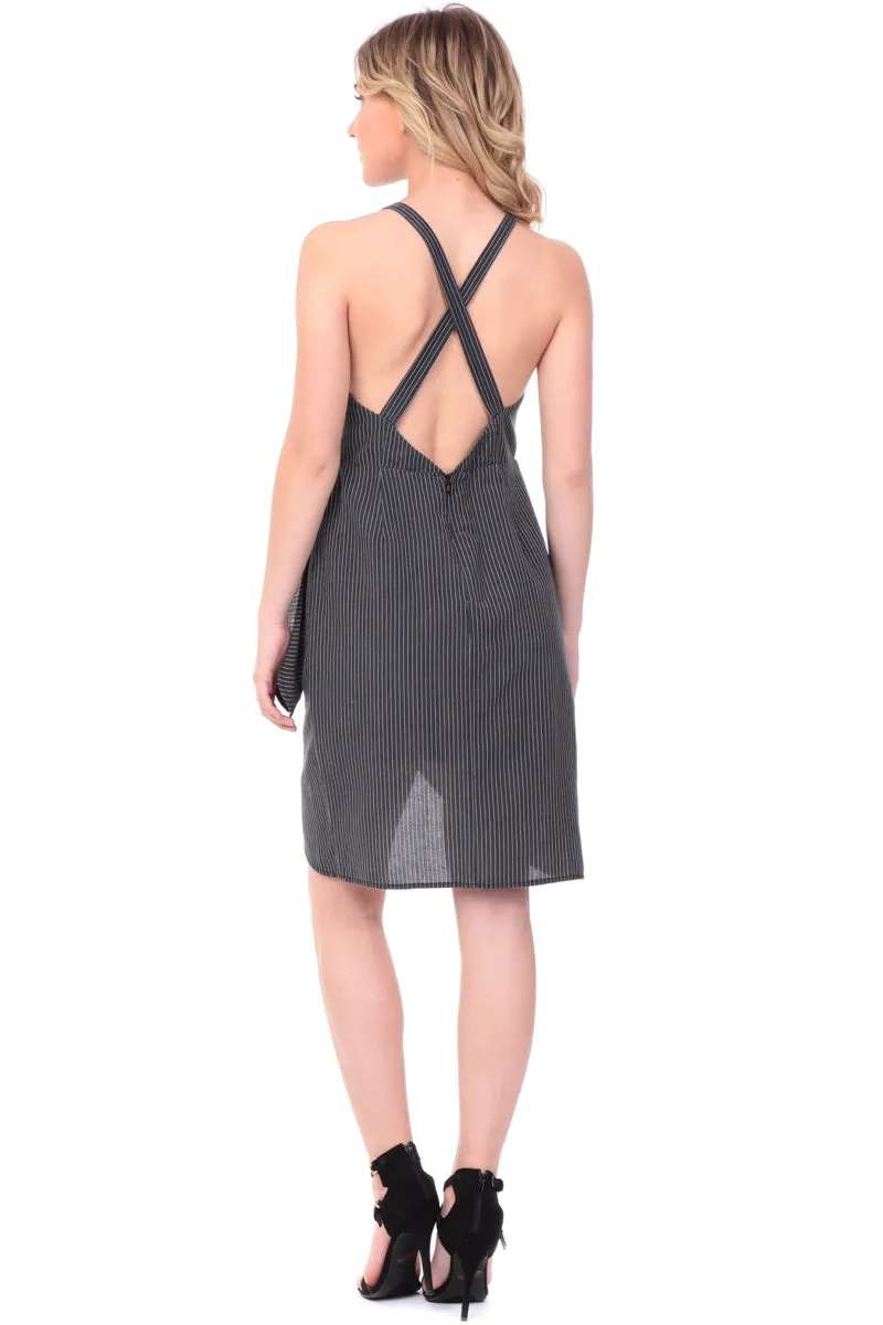 Front Wrap Tie Cross Back Dress