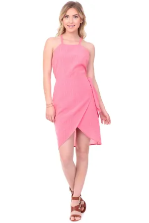 Front Wrap Tie Cross Back Dress
