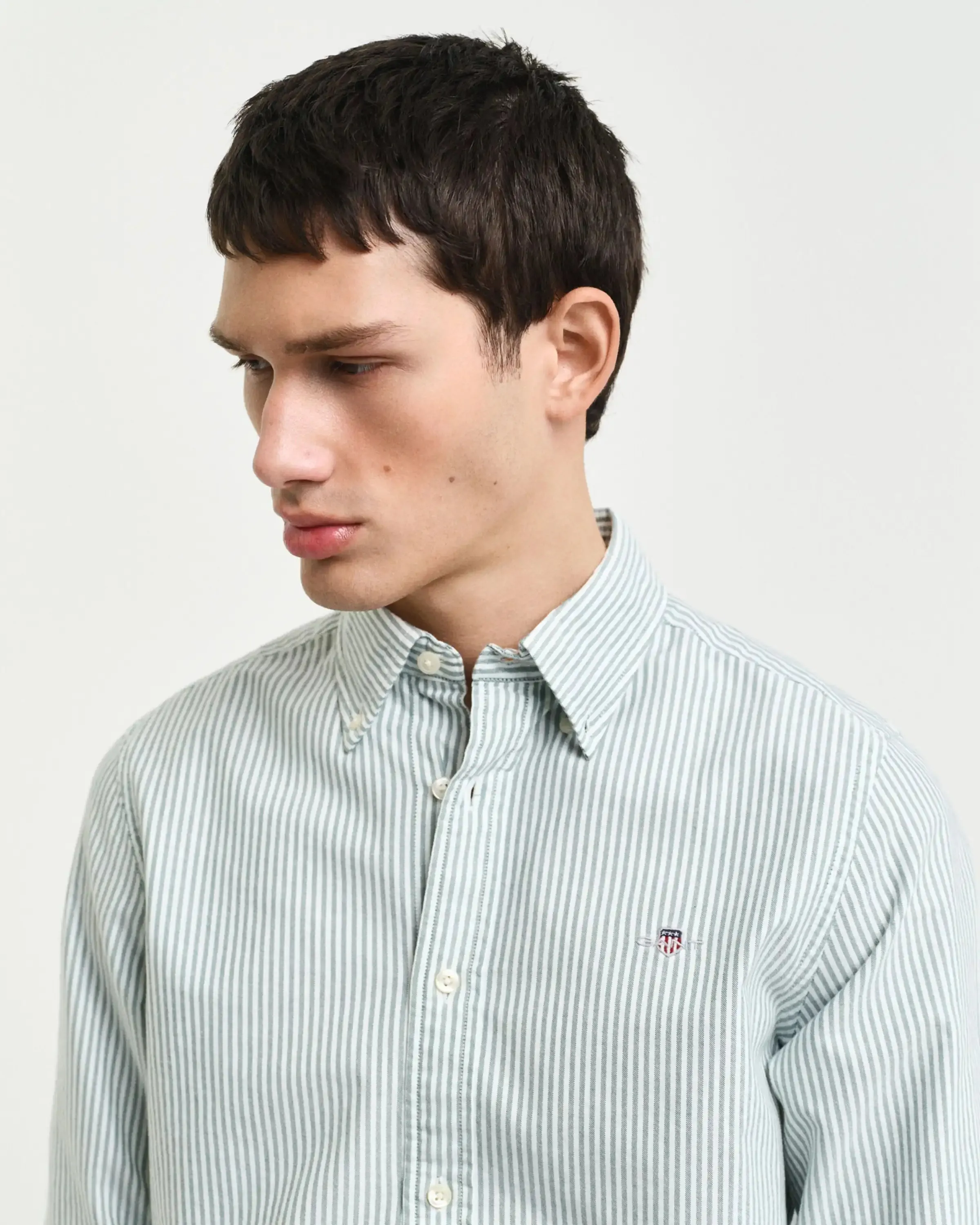 GANT Regular Oxford Banker Stripe Shirt Deep Forest Green