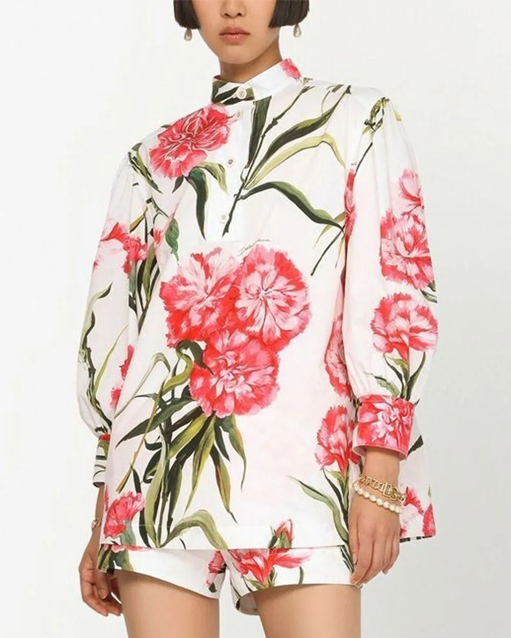 Garofani Floral Print Puff Sleeve Shirt